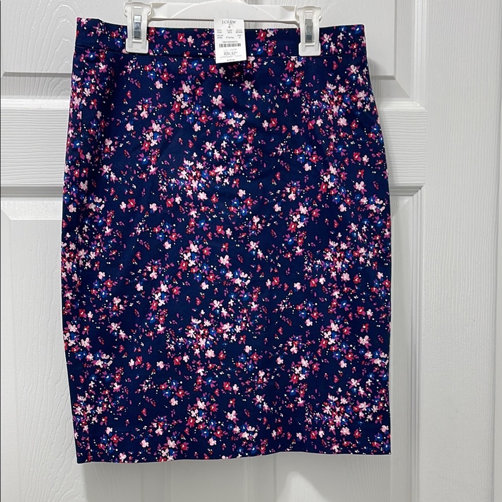J. Crew Factory Blue Floral Pencil Skirt Work-Ready